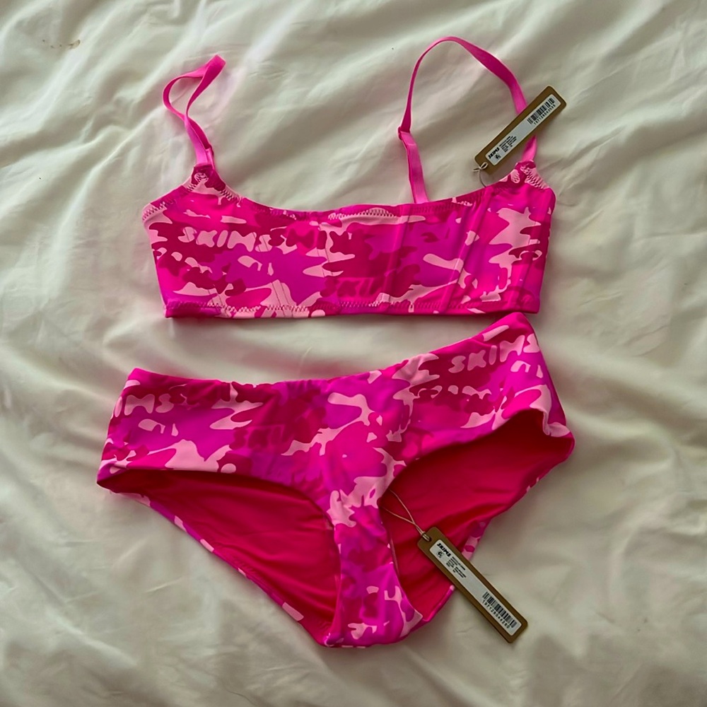 SKIMS Hot Pink Camo Bikini Set